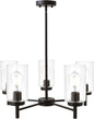 VINLUZ Contemporary 5-Light Large Chandeliers Oil Rubbed Bronze Modern Lighting Fixtures Hanging Clear Glass Shades Pendant Lighting for Dining Room Living Room Kitchen