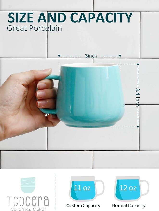 Teocera Ceramic Coffee Mug Set of 4-12 oz Coffee Mugs - Image 2