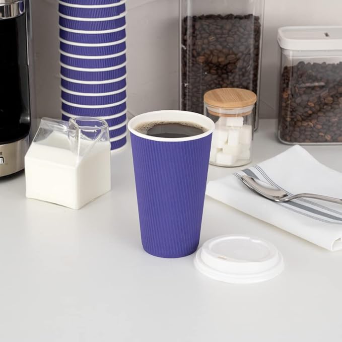 Restaurantware 16 Ounce Ripple Wall Disposable Coffee Cups, 500 Insulated Royal - Image 8