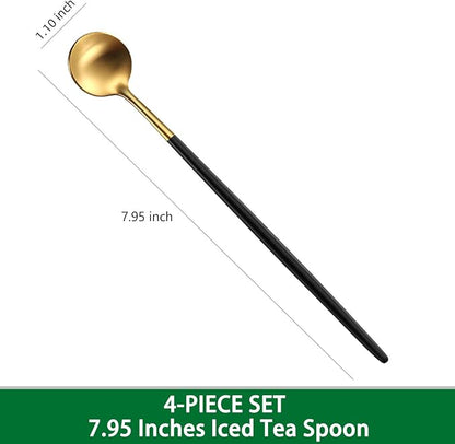 DEHOV 7.95 Inches Satin Gold SS18/10 Long Stirring Spoons - Image 2