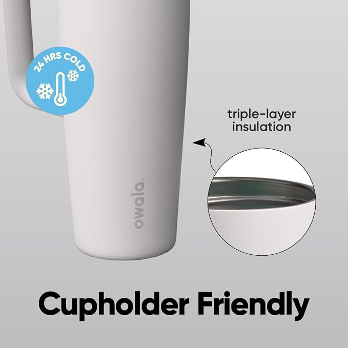 Owala FreeSip Tumbler Stainless Steel Water Bottle 30 oz Shy Marshmallow | - Image 4