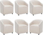 Modern Barrel Dining Chairs with Rolling Casters Set of 6, Upholstered Linen Swivel Dining Room Chairs with Wheels for Kitchen Living Room Home Office, Beige