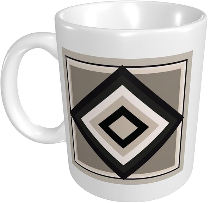 Geometric Blocks And Lines Minimal Neutral Ceramic Cup, Elegant Coffee Mug Tee - Image 3