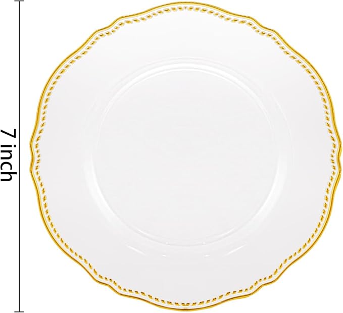 60 Pcs Clear Gold Dessert Plates - Image 6