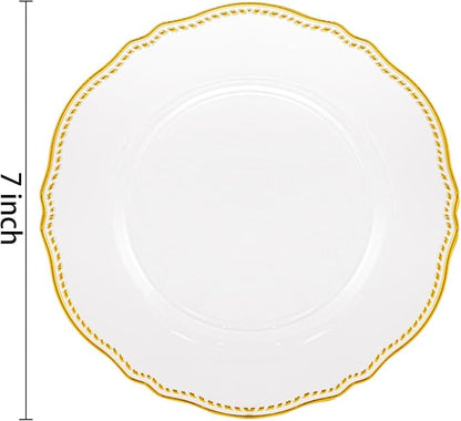 60 Pcs Clear Gold Dessert Plates - Image 6