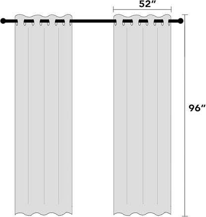 PrinceDeco 100% Blackout Linen Textured Curtains for Living Room Black Out Curtains 96 Inch Long 2 Panels Set Grommet Room Darkening Curtains & Drapes Boho Home Decor for Bedroom, Blue Sapphire