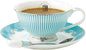 Ceramic Cup& Saucer Set, 6.8oz- Blue Stripe Pattern by YBK+Tech