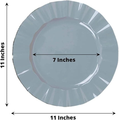 Efavormart 11" Dinner Plates – Set of 10 Plastic Dusty Blue Round Disposable - Image 3