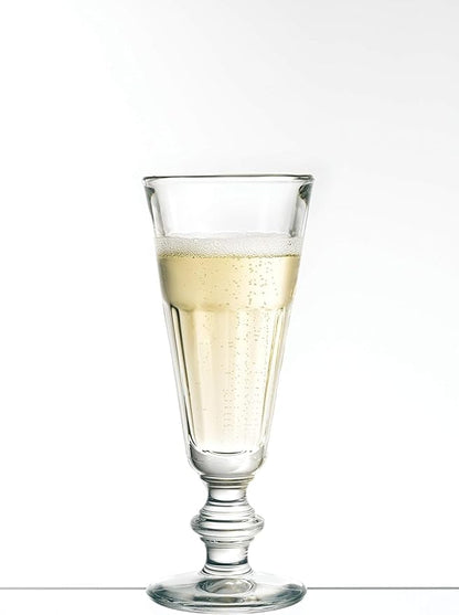 La Rochere Perigord Champagne Flutes Set of 6 – Classic French Toasting Glasses with Faceted Ribbed Silhouette – Pressed Stemmed Flutes for Sparkling Wine, Mimosas & Elegant Entertaining (5.4 Oz)