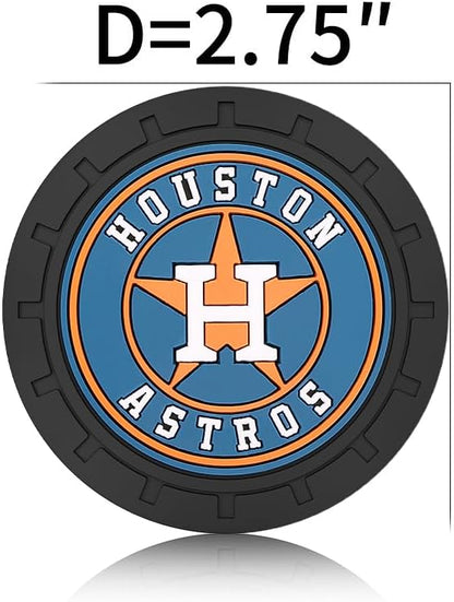 Silicone Astros Car Cup Holder Coasters,Baseball Fans Car Coasters for Huston Astros Fans, Non-Slip Universal Fit Cup Holder Insert