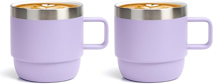 Zenbo 6 oz Espresso Mug with Handle, Ceramic-Lined 18/8 Stainless Steel | by Zenbo