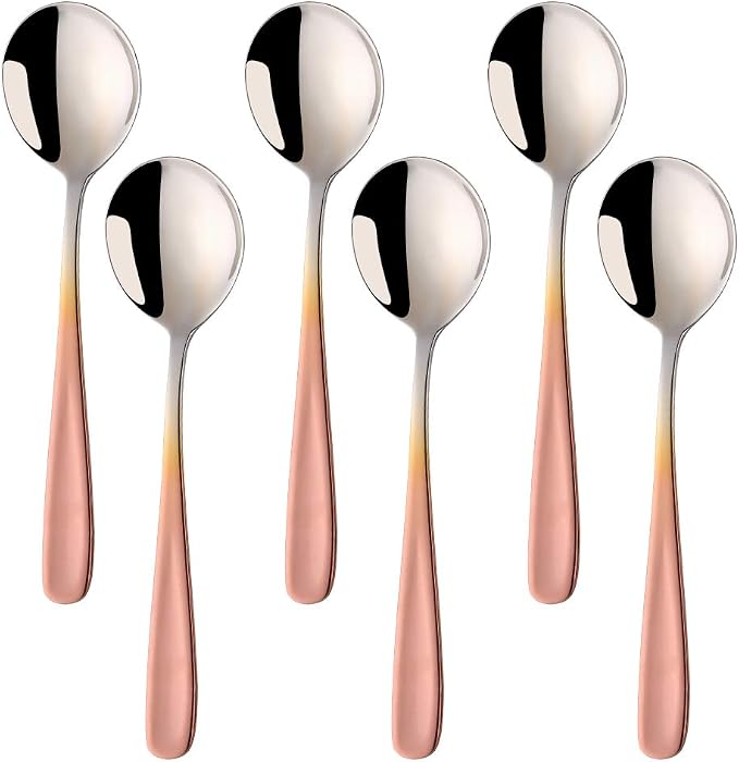 Buyer Star Bouillon Spoon Sets, 7-Inch Round Soup Spoons, Stainless Steel by BuyerStar