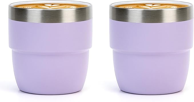 Zenbo 4 oz Espresso/Coffee Cups, Ceramic-Lined Double Wall Vacuum Insulated by Zenbo