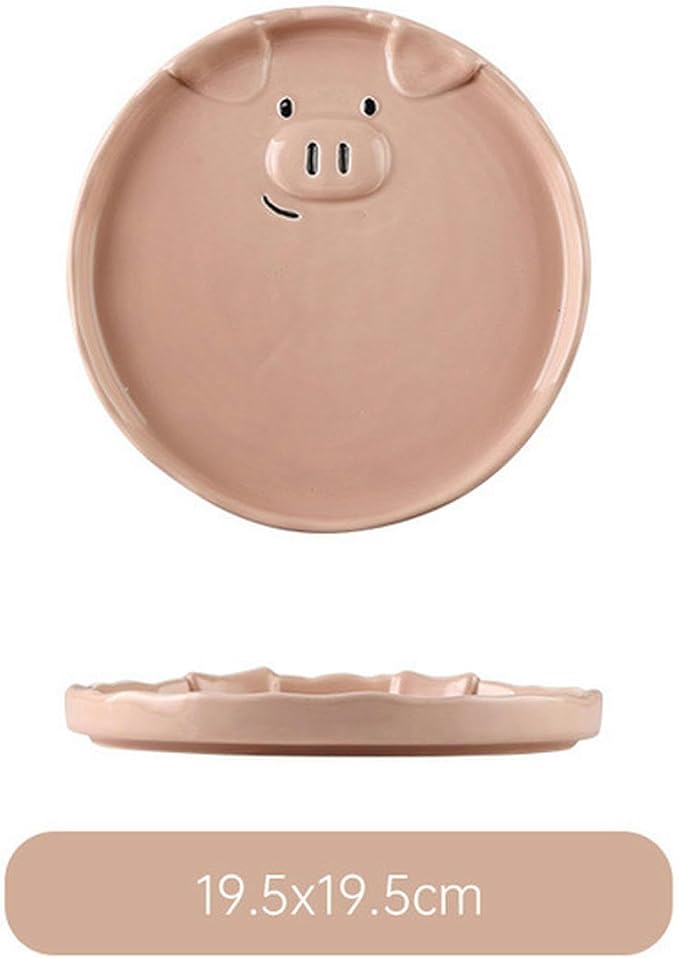 Nordic Style Creative Cute Pink Piglet Dishes, Home Breakfast Ceramic Matte - Image 2