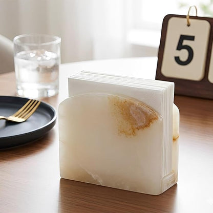 Radicaln Marble Napkin Holder 5.5" Inches White Onyx Handmade Simple Modern - Image 3