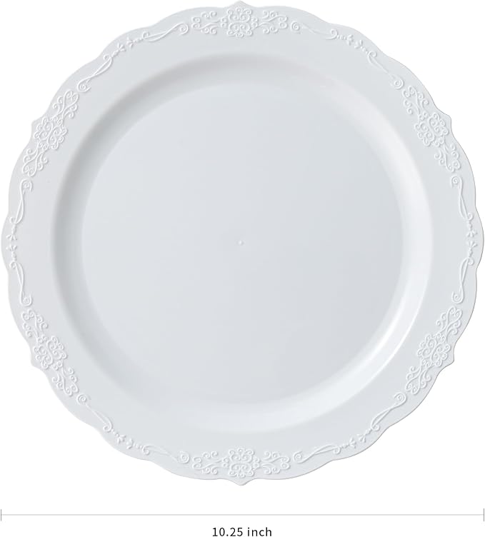 Upassion 100 Pieces White Plastic Plates - Image 2