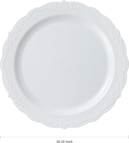 Upassion 100 Pieces White Plastic Plates - Image 2