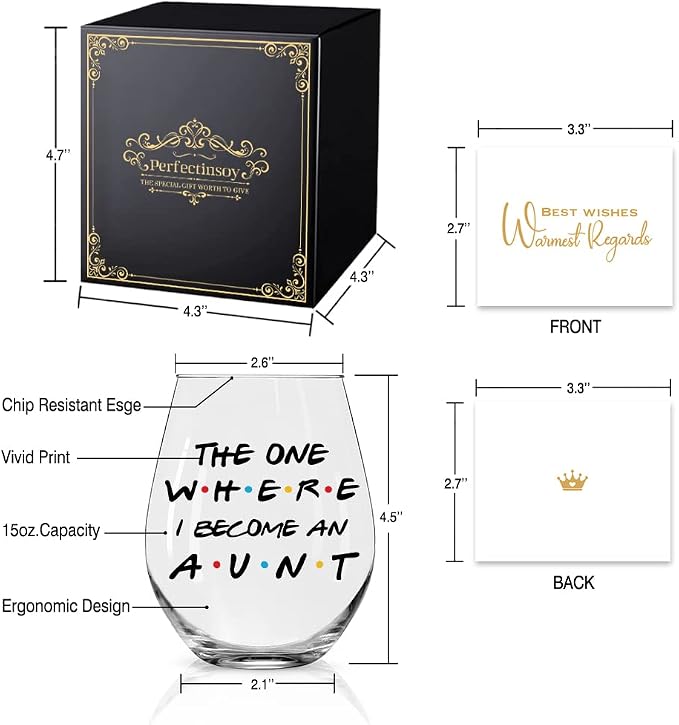 Perfectinsoy The One Where I Become an Aunt Wine Glass Gift Box, Wine Glass - Image 2