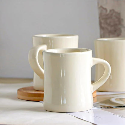 harebe Retro Coffee Cup Set of 4, 10 OZ Heavy Classic Ceramic Diner Mugs Set - Image 4