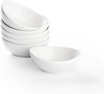 Dipping Bowls, 3 OZ Small Serving Bowls for Side Dishes,Set of 6 Mini Appetizer Plates for Condiment Sushi Ketchup, Porcelain, Tomato Sauce, Soy Sauce Dish Ceramic (4 Inch(3 Ounce))
