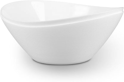 66 OZ Salad Bowl Set of 2, Opal Glass 10 inch Lightweight Serving Dishes for Salad, Fruit, Kitchen Microwave & Dishwasher Safe, Oval Shape White