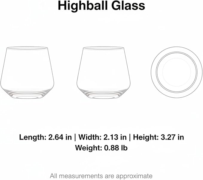 Handleless Highball Glass, 7.8 oz Tall Tumbler - Image 7