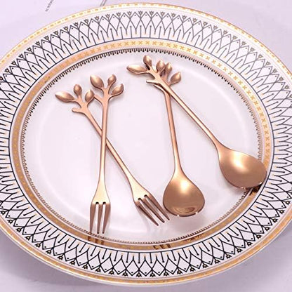 AnSaw Elegant Rose Gold Leaf Coffee Spoons - Image 5