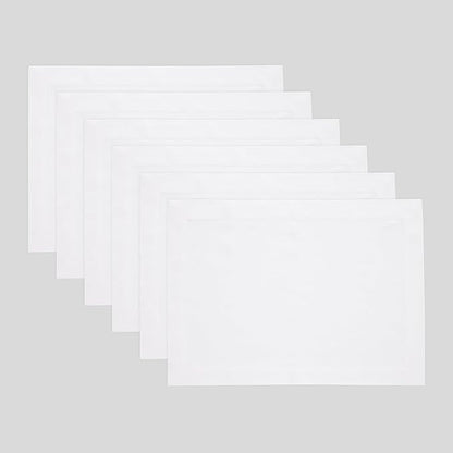 Solino Home Linen White Placemats Set of 6-100% Pure Linen Placemats 14 x 19 Inch for Fall, Autumn, Halloween, Thanksgiving, Christmas, Holiday - Fete