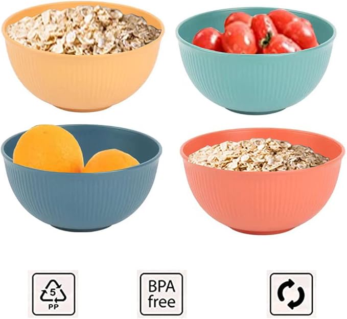 LRUUIDDE Unbreakable Cereal Bowls 24 oz -Reusable Wheat Straw Fiber Lightweight - Image 8