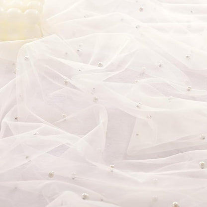 Pearl Table Runner Summer Tulle Gauze Sheer Wedding Party Home Decor | Ivory - Image 3