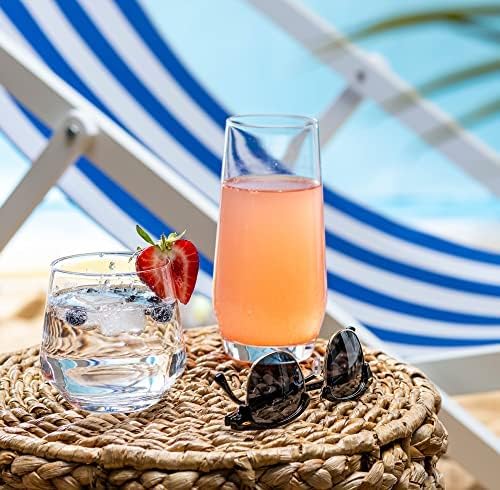 Le'raze Everyday Drinking Glasses Set of 8-4 Tall Highball Glass Cups & 4 Short - Image 2