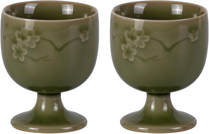KAMMAK Tea Cup, Porcelain Tea Cups Set, 1.6oz Small Tea Set of 2 by KAMMAK