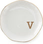 Initials Ring Dish Jewery Tray with Personalized V-Monogrammed Gifts Wedding Engagement for Women Friends Sister,Ceramic White