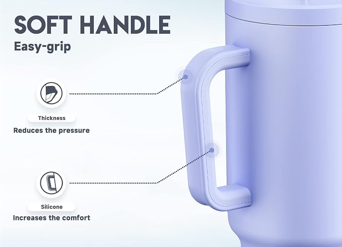 Meoky 40oz Tumbler with Handle, Leak-proof Lid and Straw, Insulated Coffee Mug - Image 4