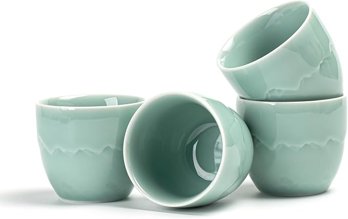 TEANAGOO Ceramic Japanese Tea Cups Set of 4pcs, 5.4oz/160ml Elegant Ceramic by TEANAGOO