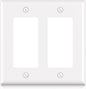 ELEGRP 2-Gang Decorative Wall Plates, Standard Size 4.53" H x 4.57" L Unbreakable Thermoplastic Faceplate Cover for Decorator Receptacle Outlet Switch, UL Listed (1 Pack, Glossy White)