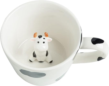 DIHOclub Cow Ceramic Cup Hidden 3D Animal Inside Mug, Cute Cartoon Handmade by DIHOclub