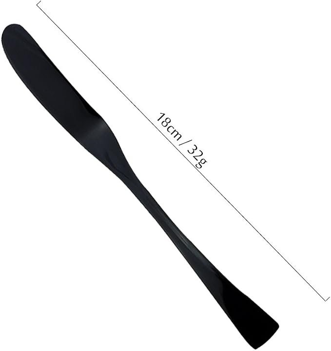 JASHII 18/10 Stainless Steel 4 Piece Mirror Polished Black Butter Knife Bagels - Image 2