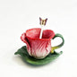 Ceramic Tea Cup and Saucer Set ，8OZ 3D Hand-Painted Flower Coffee Mug，Gift by Minigift