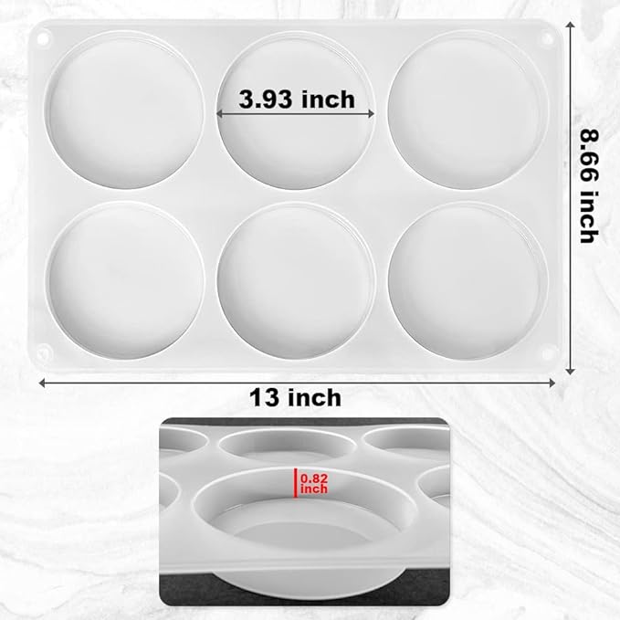 RESINWORLD 6-Cavity Deep Round Coaster Molds, 4 Inches Coaster Silicone Molds - Image 2