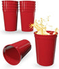 PartyPrints 10 Pack Small 10 to 12 oz Red Reusable Blank Plastic Cups, Stadium by PartyPrints
