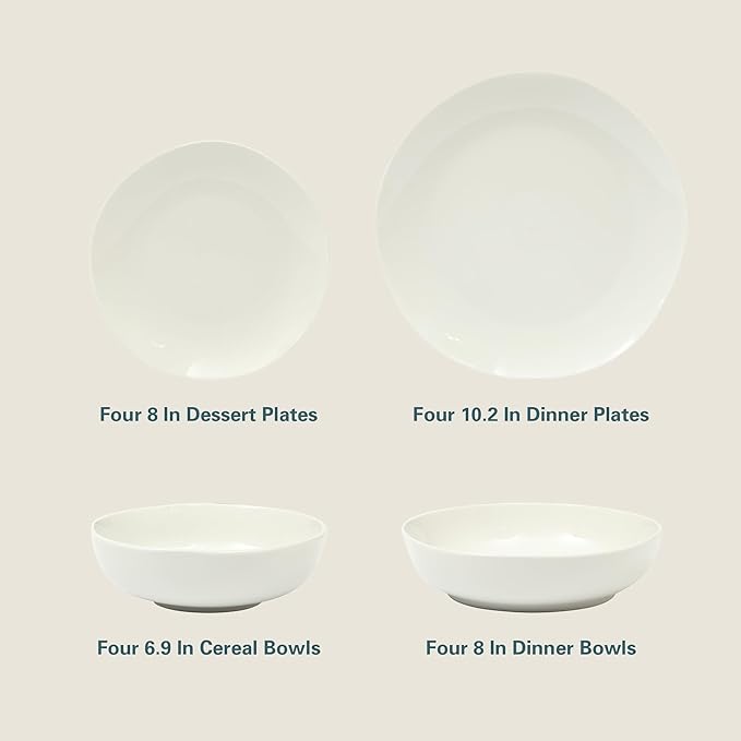 Gibson Home Lindendale 16 Piece Porcelain Ceramic Plates and Bowls Dishes - Image 3