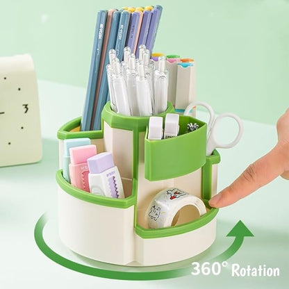 Pencil Holder for Desk Rotating Pen Organizers Green Small Desktop Organizer - Image 2