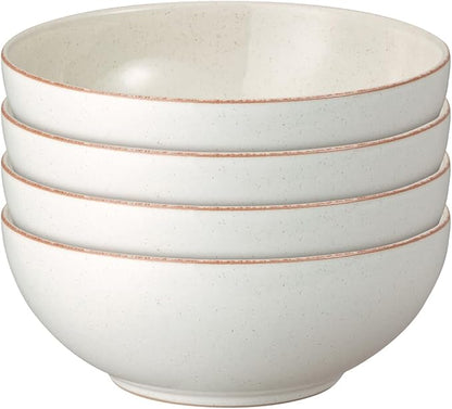 Denby - Heritage Atrium Cereal Bowls Set of 4-27.7oz Natural Ceramic Stoneware Tableware Set - Dishwasher Microwave Oven Safe - Scratch Chip Resistant - Everyday Dinnerware Soup, Dessert Bowls