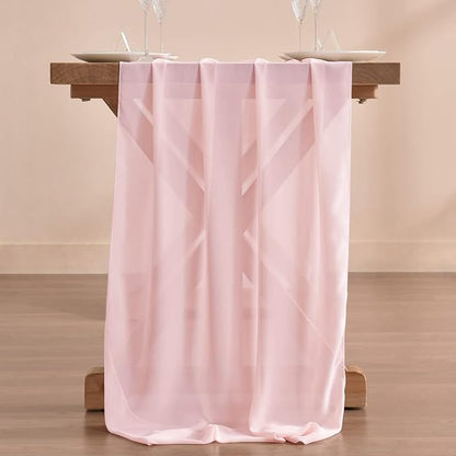 Pink Chiffon Table Runner Summer Boho Wedding Birthday Party Decor | 14ft - Image 4