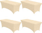 4-Pack Champagne Spandex Tablecloths – 72"x30"x30" Stretch Fitted Table Covers for 6ft Rectangle Folding Tables, Wrinkle-Resistant Tablecloth for Wedding, Banquet & Outdoor Events