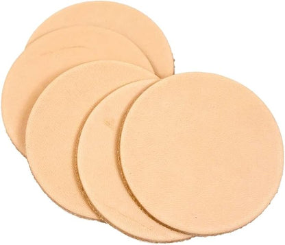 25 Pack – 3‑1/4" Round Veg‑Tanned Leather Pieces – 8–9 oz Natural Leather by SpringfieldLeatherCompany