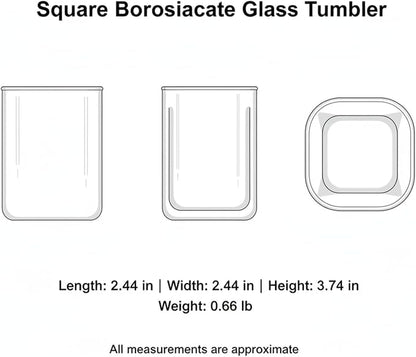 Drinking Cup Square Borosilicate Glass Tumbler Handleless Design - Image 7