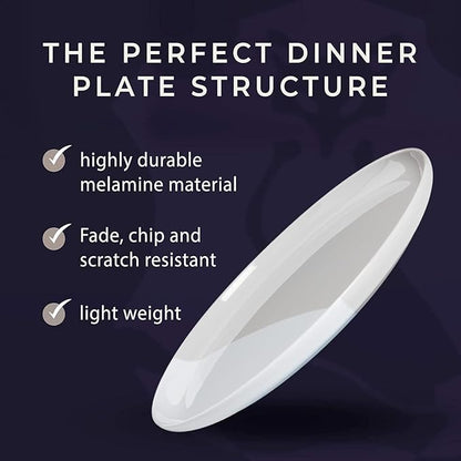 Thomas Fuchs Creative 1/2 & 1/2 Melamine Side Plates Set of 4, Chip and Break-Resistant, Durable Salad Plates, Kid-Friendly Dessert Plates for Indoor and Outdoor, Dishwasher Safe, Silver/Gray