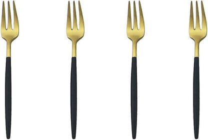 Black Gold Flatware, Royal 4 Piece Matte Black Handle 18/10 Stainless Steel Pie by Gugrida
